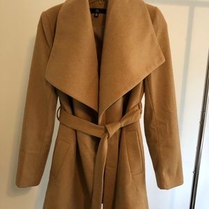 Missguided camel belted waterfall coat SIZE 4